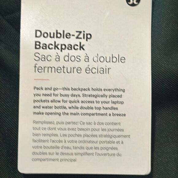 Lululemon Double-Zip Backpack 22L- Legacy Green/Grey Eucalyptus NWT laptop bag - Picture 6 of 13